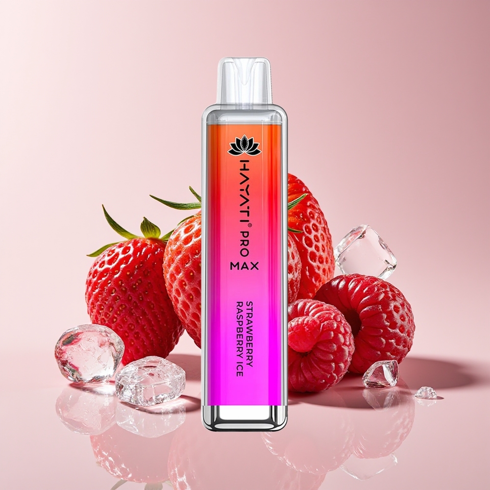 Hayati Pro Max 4000 Hisap Vape Disposable Strawberry Raspberry Ais dengan Bateri 1400mAh Boleh Dicas dan Dual 1.1 Ohm Mesh Coil