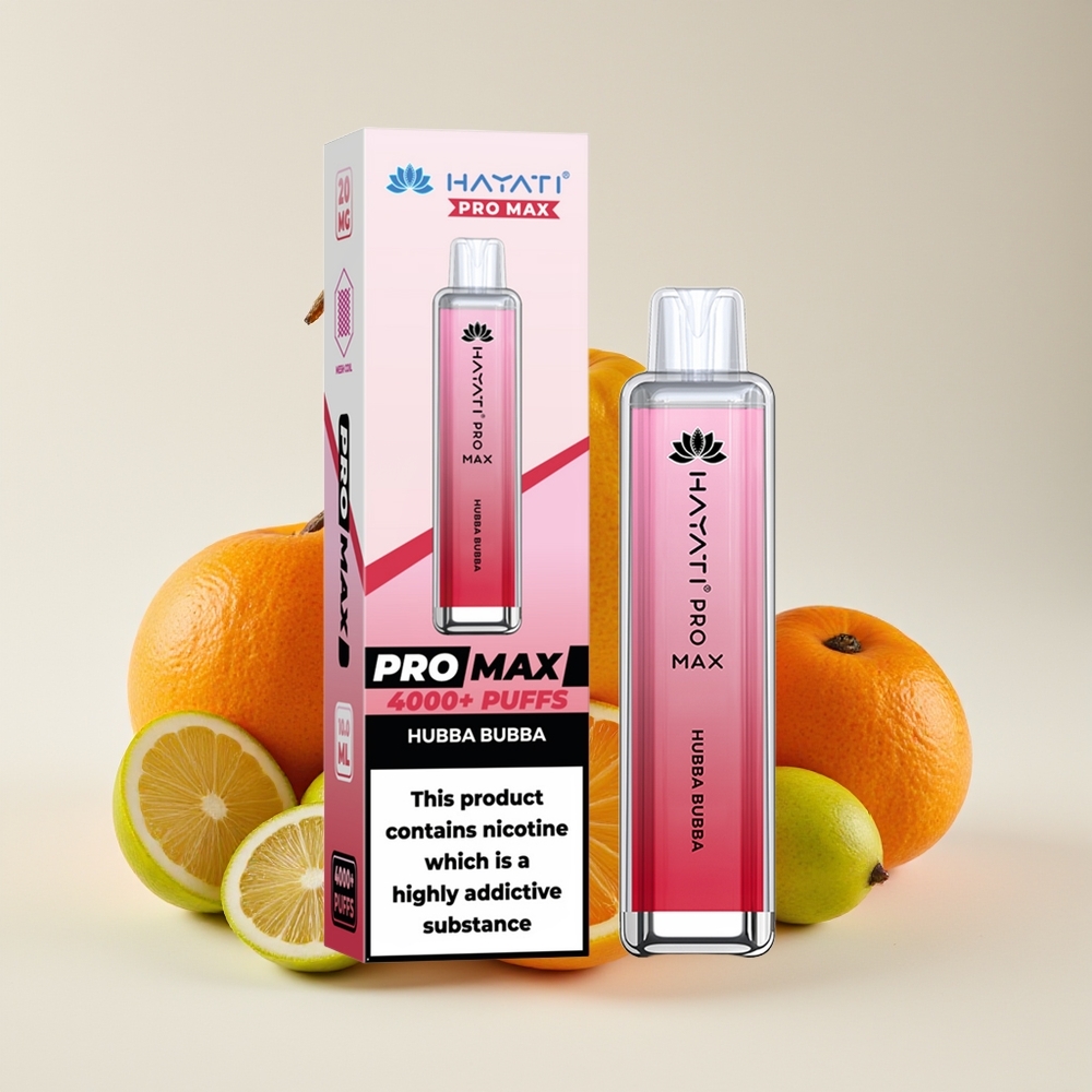 Hayati Pro Max 4000 Hisap Vape Hubba Bubba Kristal Reka Bentuk Dual 1.1 Ohm Mesh Coil Bateri 1400mAh Isi Semula Automatik 10ml