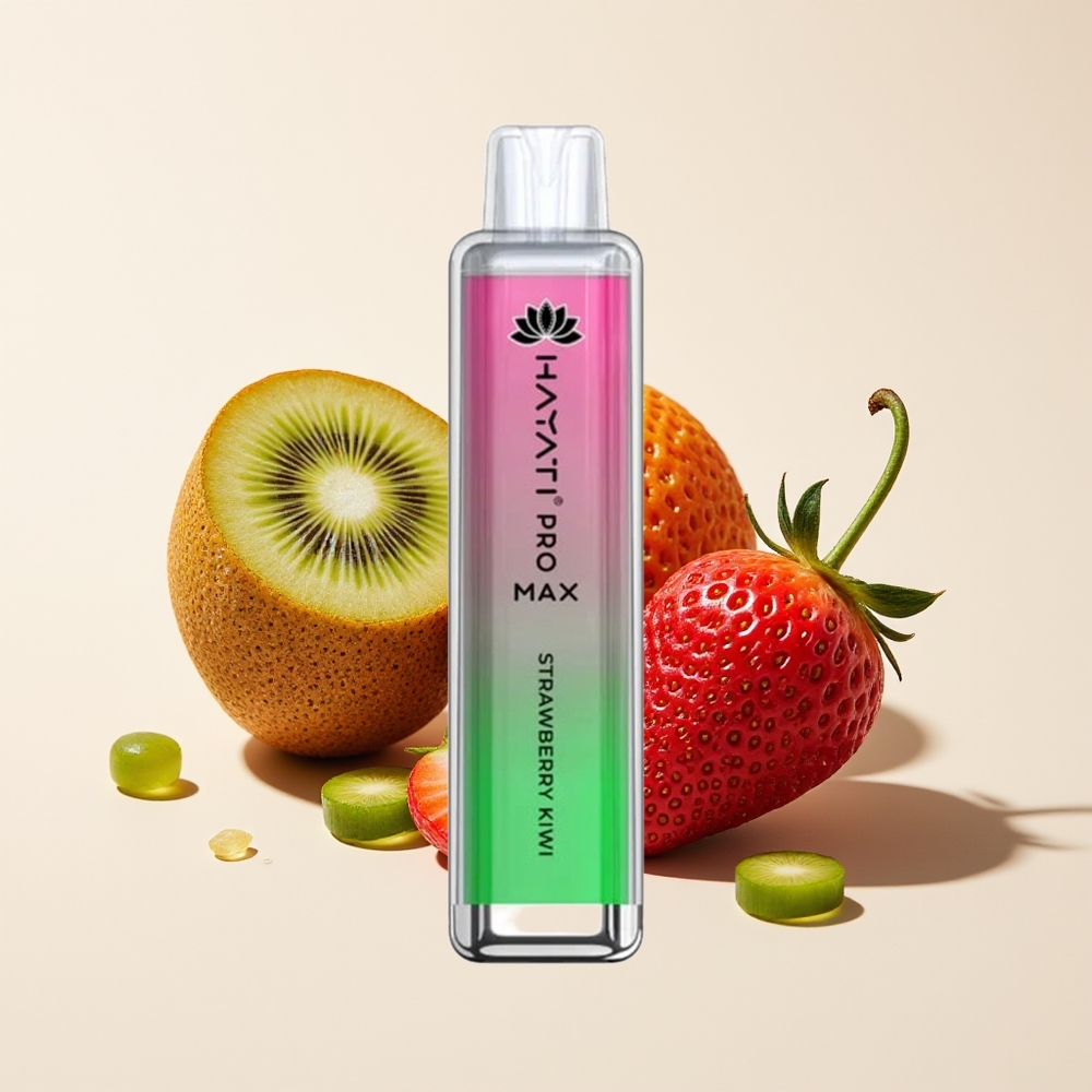 Hayati Pro Max 4000 Hisap Vape Strawberry Kiwi Boleh Dicas LED 1400mAh Dual 1.1 Ohm Mesh Coil