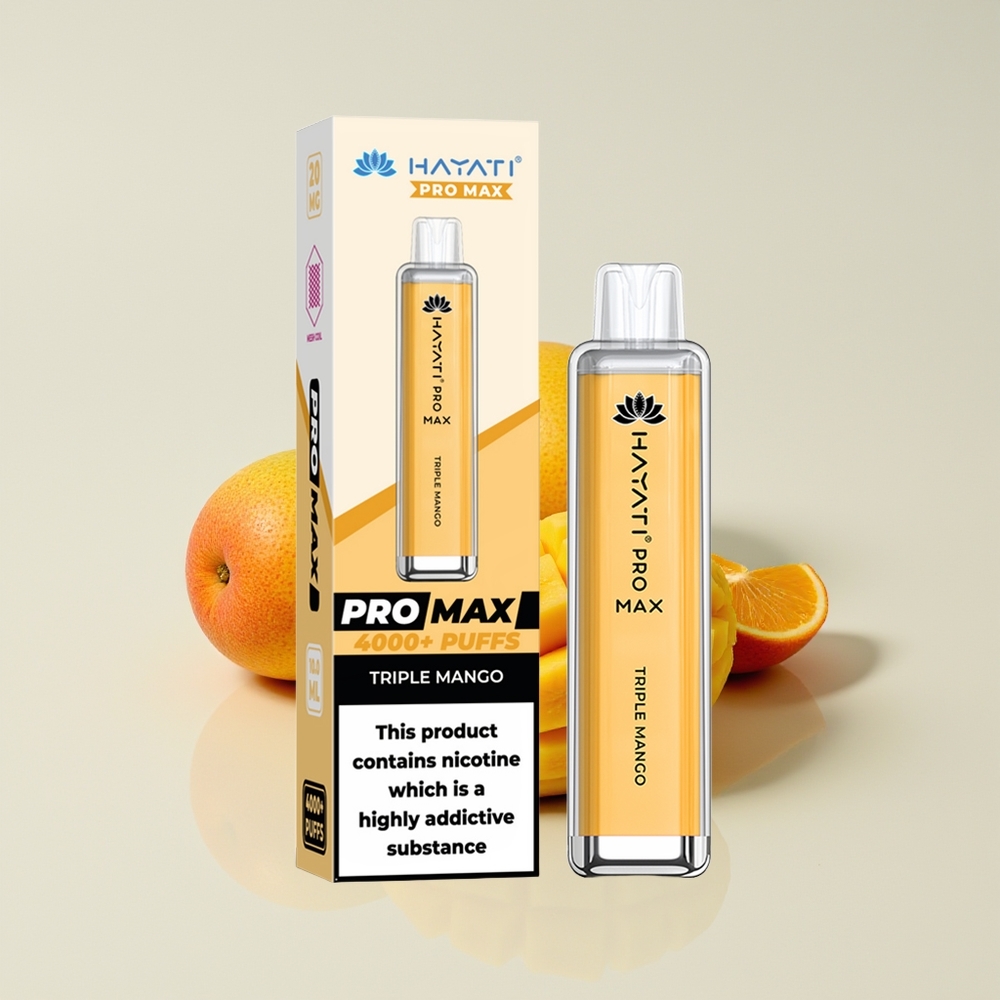 Hayati Pro Max 4000 Hisap Vape Tiga Mangga Rechargeable 1400mAh LED Kristal