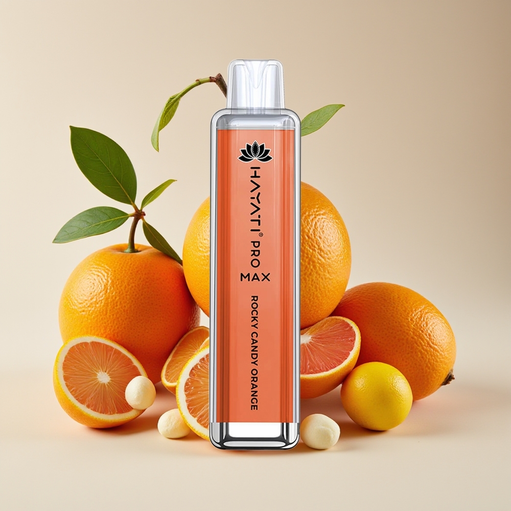 Hayati Pro Max 4000 Puff Gula-Gula Oren LED 1400mAh Rechargeable Dual Mesh