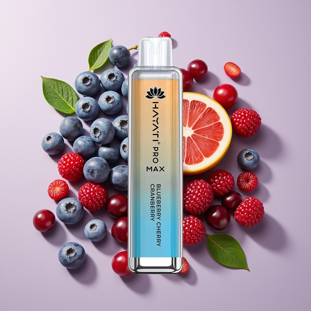Hayati Pro Max 4000 Puff Vape Disposable Bluberi Ceri Kranberi Rechargeable 1400mAh Dual 1.1 Ohm Mesh