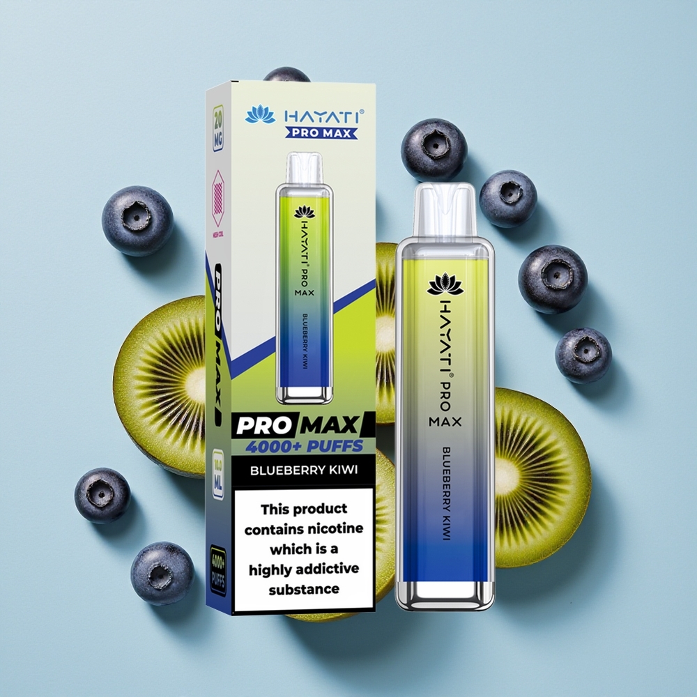 Hayati Pro Max 4000 Puff Vape Disposable Bluberry Kiwi 1400mAh Rechargeable 2ml 10ml TPD