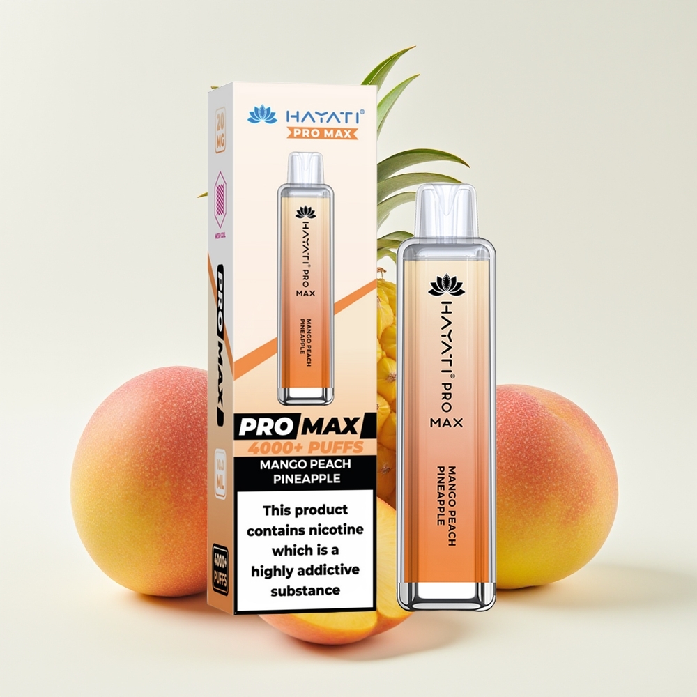 Hayati Pro Max 4000 Puff Vape Disposable Mangga Peach Nanas Dual 1.1 Ohm Mesh 1400mAh TPD-Compliant