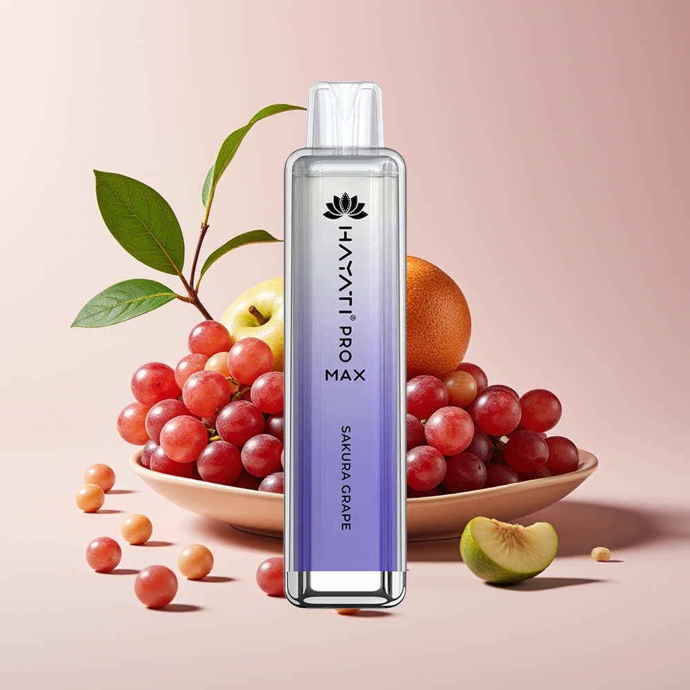 Hayati Pro Max 4000 Puff Vape Disposable Sakura Anggur Reka Bentuk Kristal LED 1400mAh