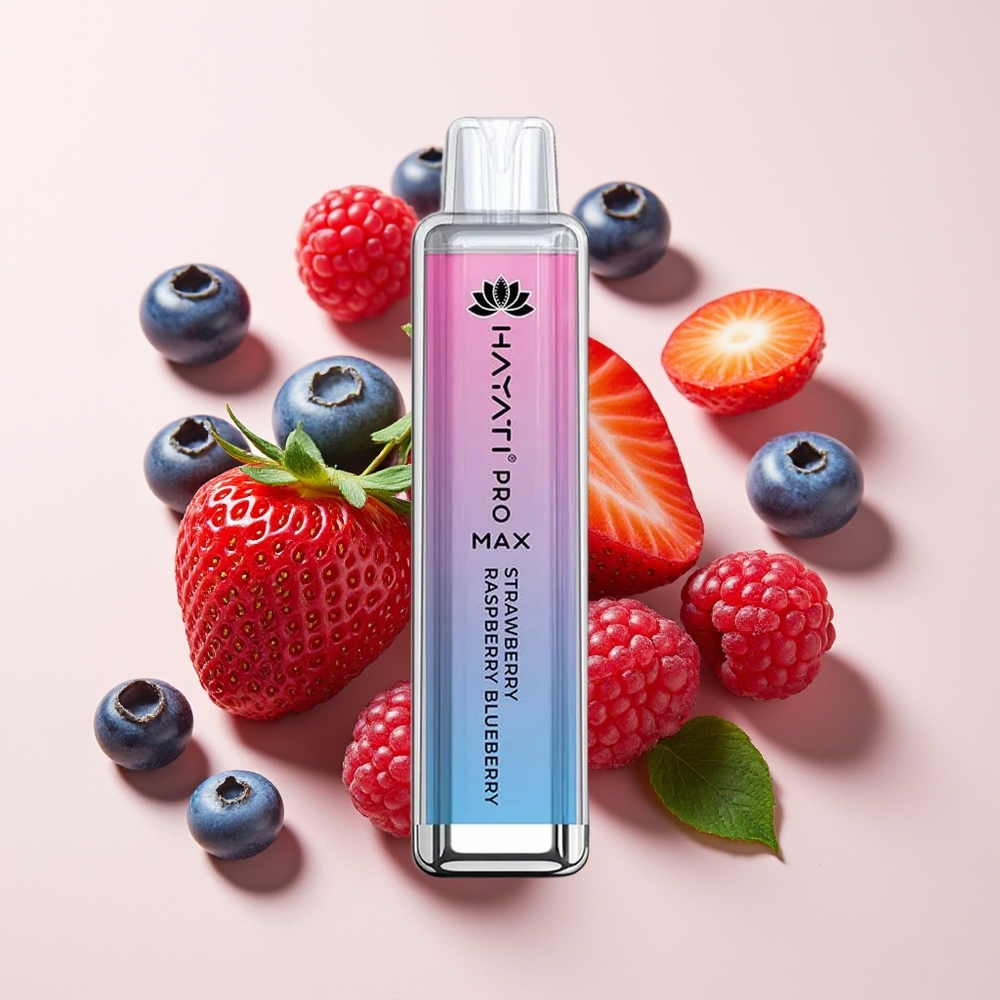 Hayati Pro Max 4000 Puff Vape Disposable Strawberi Raspberi Bluberi 1400mAh Rechargeable LED TPD-Compliance