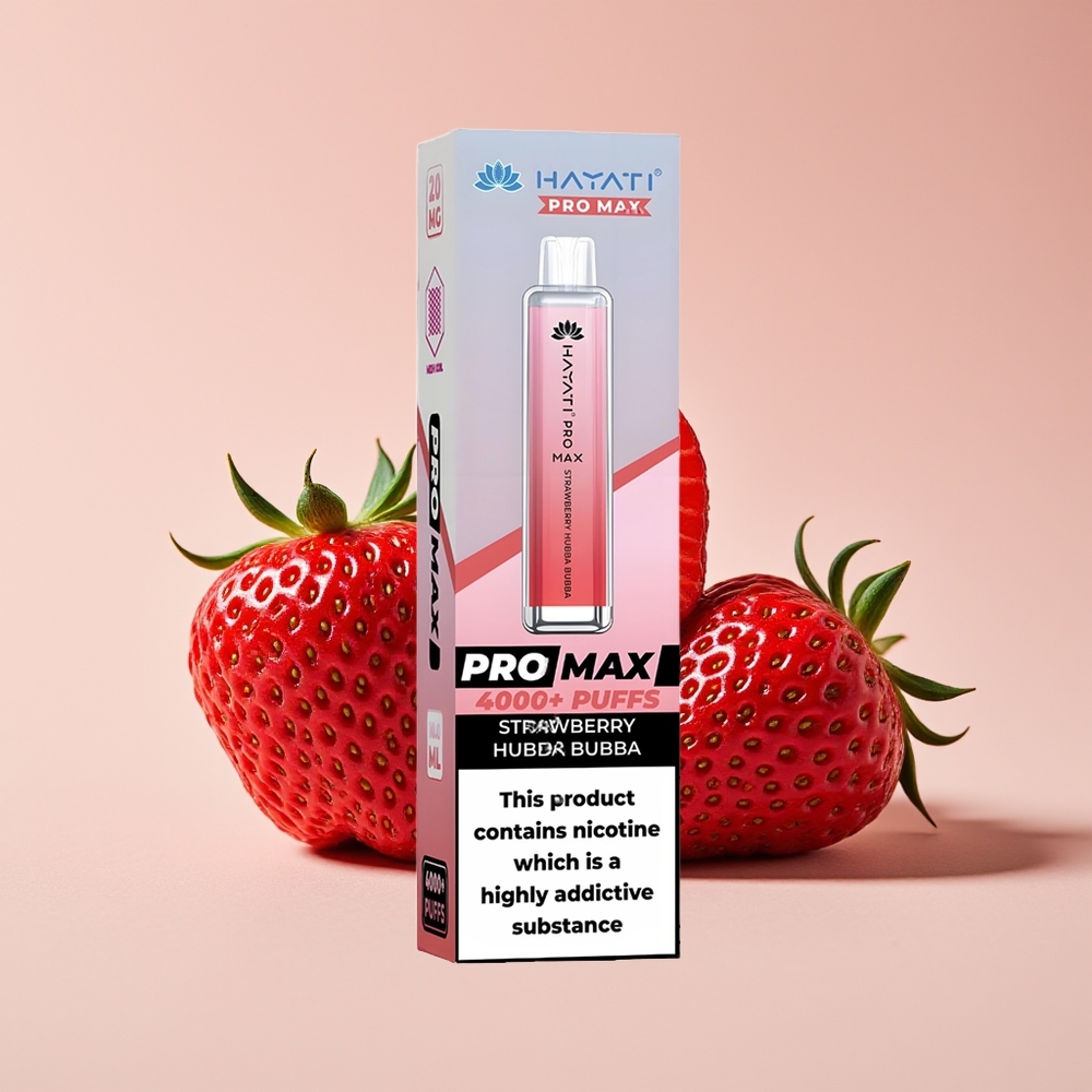 Hayati Pro Max 4000 Puff Vape Disposable Strawberry Hubba Bubba 2% 5% Nikotin 1400mAh Rechargeable LED