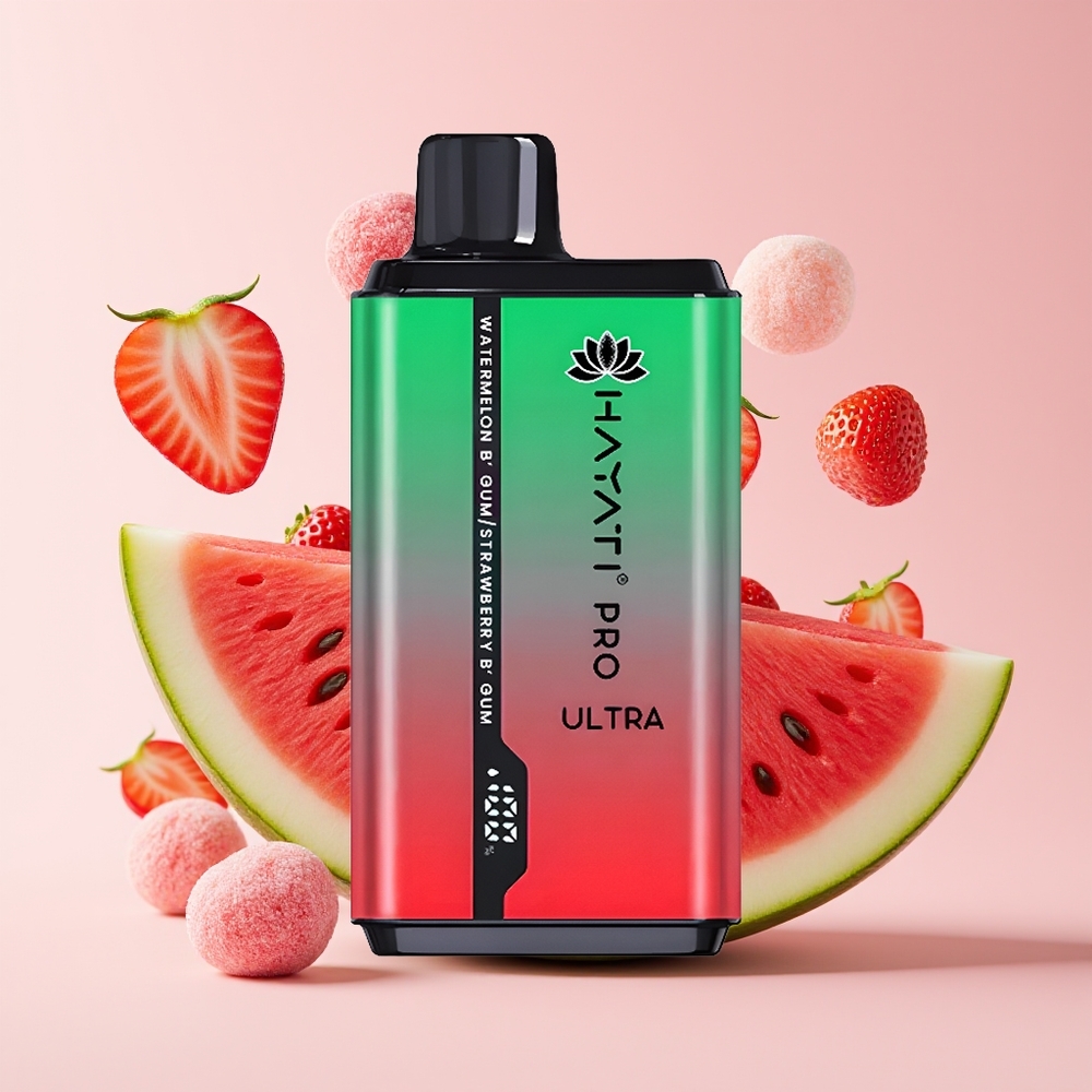 Hayati Pro Ultra 15000 Puff 2 12ml 2% Tembikai Gula-Gula Getah Strawberi Gula-Gula Getah