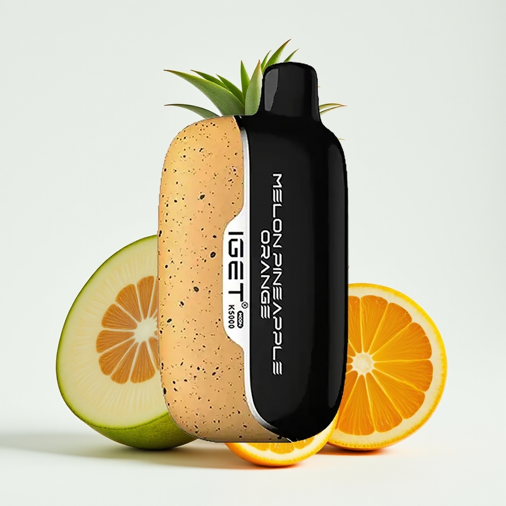 IGET Moon 5000 Hisap Vape Disposable Tembikai Nanas Oren 81.5g PC 1.35 Ohm 49.5x25.3x99.4mm