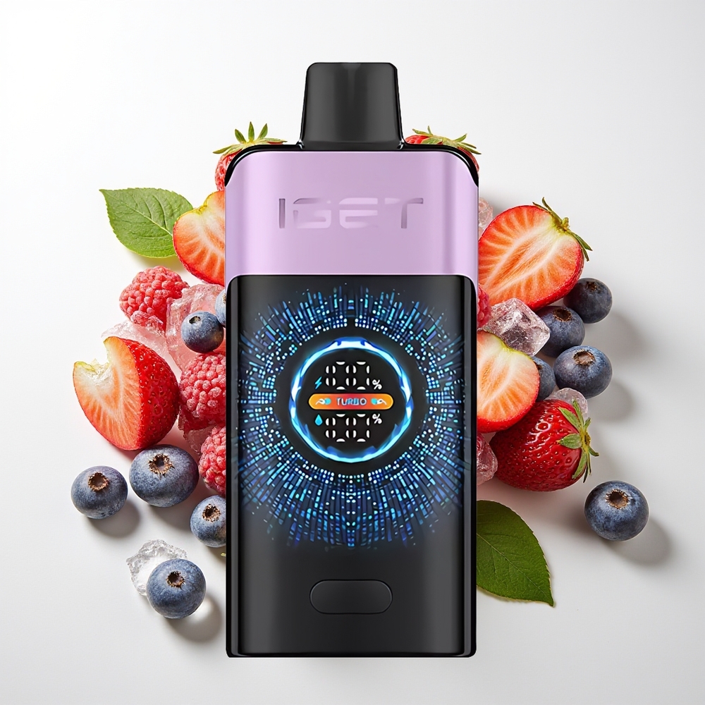 IGET ONE 12000 Hisap Vape Pakai Buang Beri Campur Ais dengan Skrin Warna Melengkung Besar