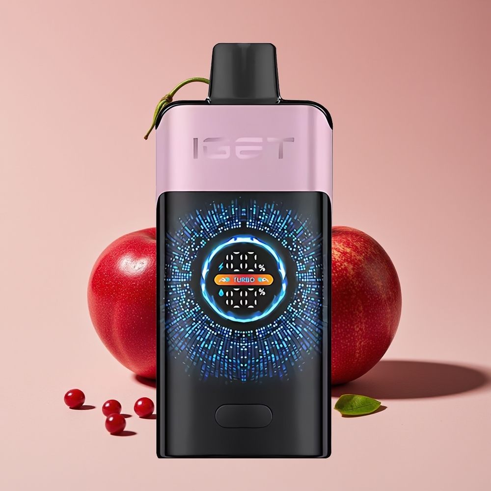 IGET ONE 12000 Hisap Vape Pakai Buang Ceri Delima Mod Biasa 12000 Puff Mod Turbo 9000 Puff Bateri 2700 mAh Skrin Warna Bengkok Besar