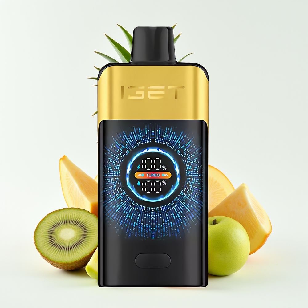 IGET ONE 12000 Hisap Vape Pakai Buang Kiwi Nanas dengan Skrin Warna Lengkung Besar dan 2700 mAh