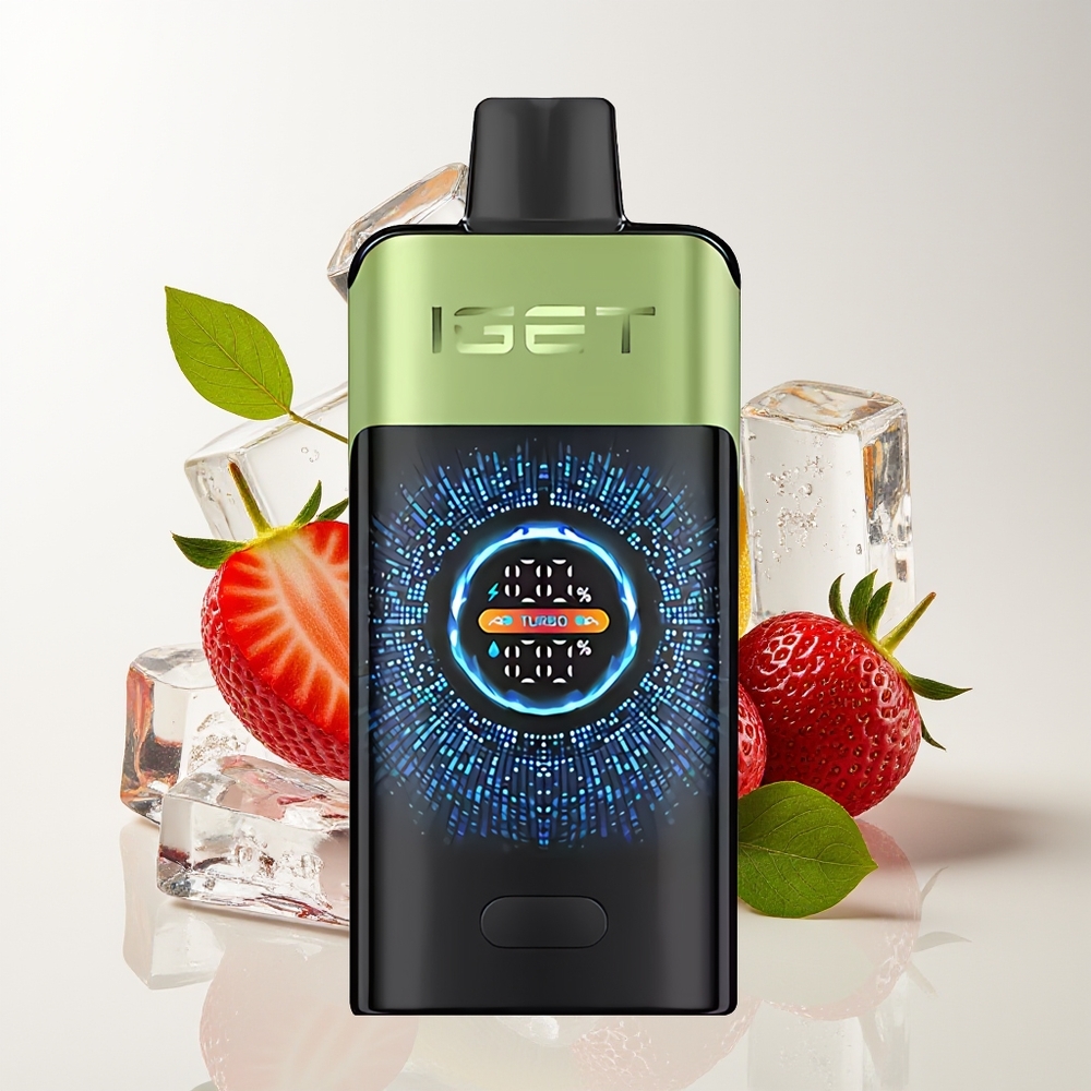 IGET ONE 12000 Hisap Vape Pakai Buang Strawberry Kiwi Ais Skrin Warna Besar Melengkung Bateri 2700 mAh