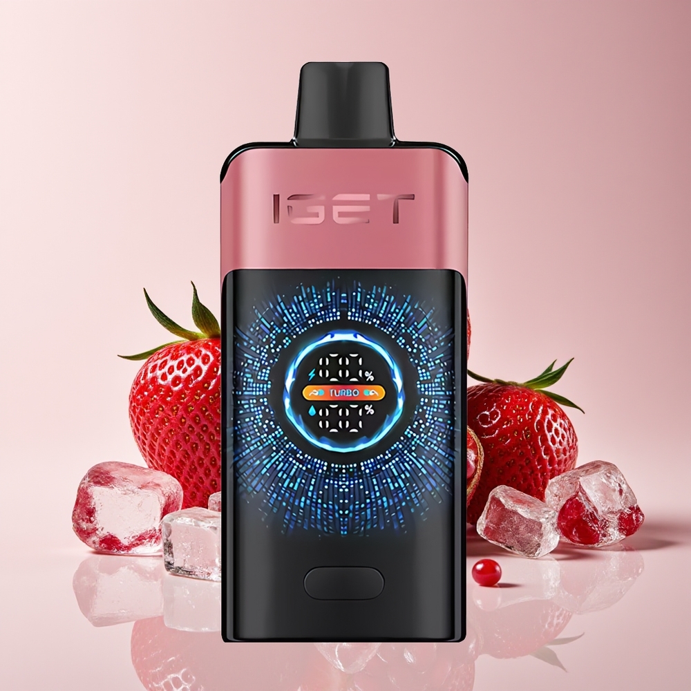 IGET ONE 12000 Puff Vape Disposable Strawberry Delima Ais dengan Skrin Warna Melengkung Besar