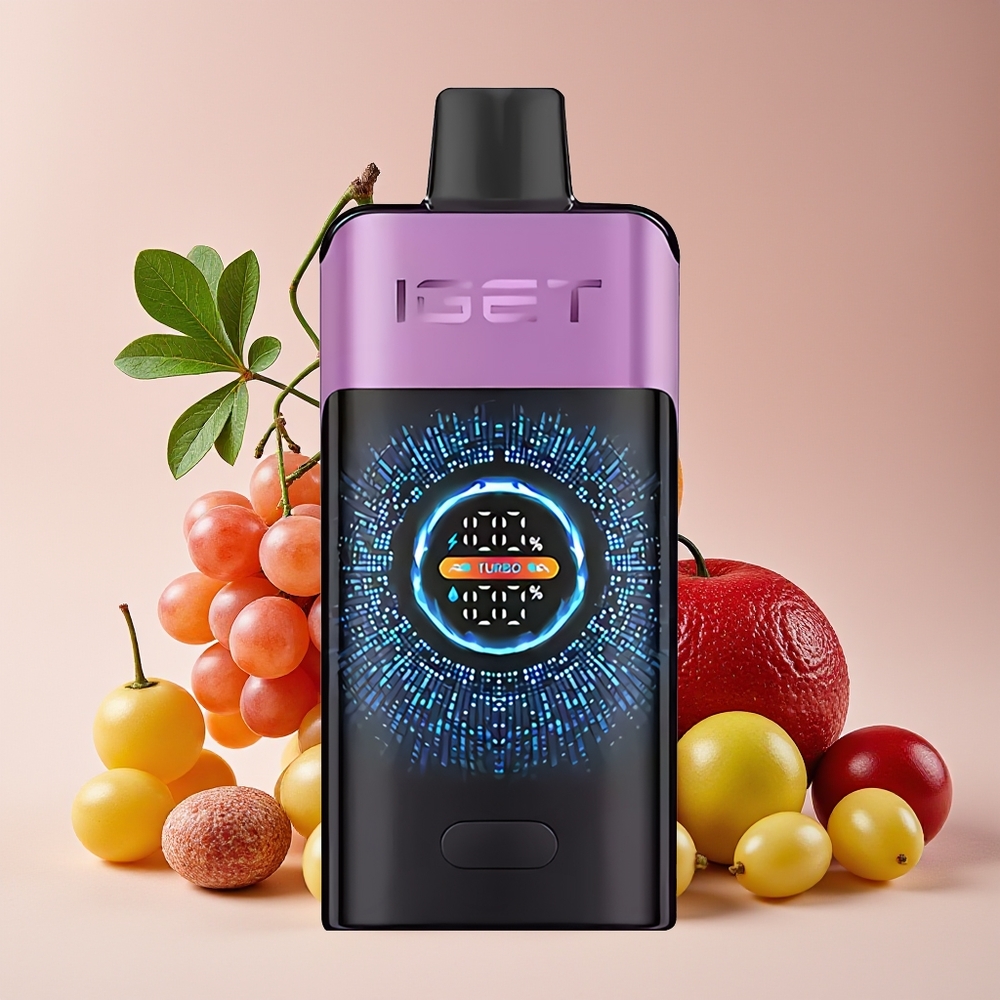 IGET ONE 12000 Puff Vape Pakai Buang Chupa Chups Anggur dengan Skrin Warna Lengkung Besar dan Bateri 2700 mAh