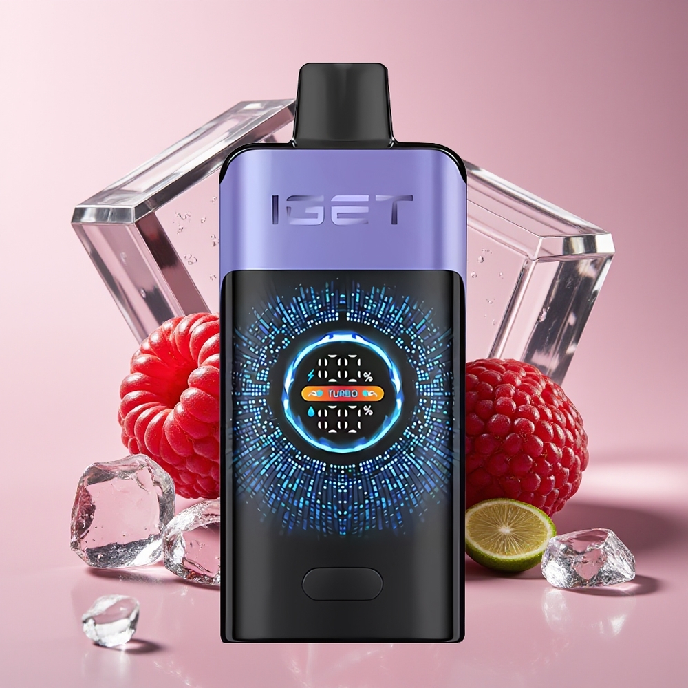 IGET ONE 12000 Sedut Vape Pakai Buang Raspberry Anggur Ais dengan Skrin Warna Lengkung Besar dan 2700 mAh