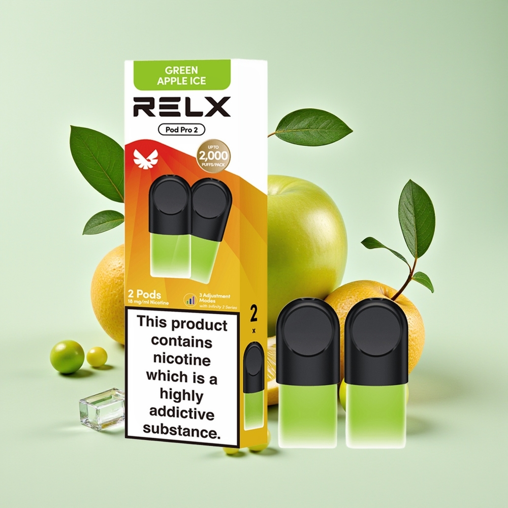 Relx Pod Pro 2 600 Hisap 1.9ml 2/3 Pod Mod Eco/Smooth/Boost Epal Hijau Ais