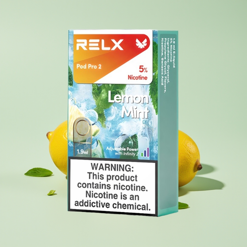 Relx Pod Pro 2 600 Hisap 1.9ml 2/3 Pod Mod Lemon Pudina