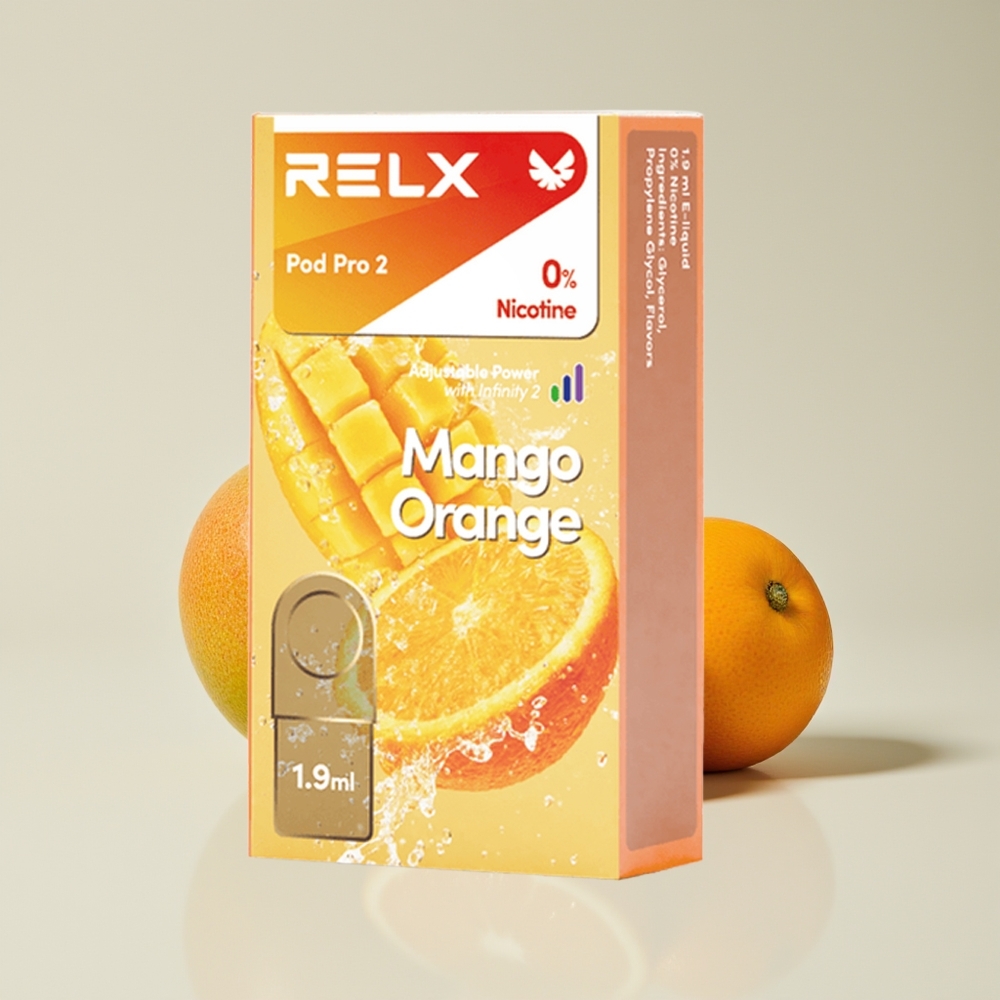 Relx Pod Pro 2 600 Hisap 1.9ml 2/3 Pod Pilihan Manga Oren Eco Smooth Boost