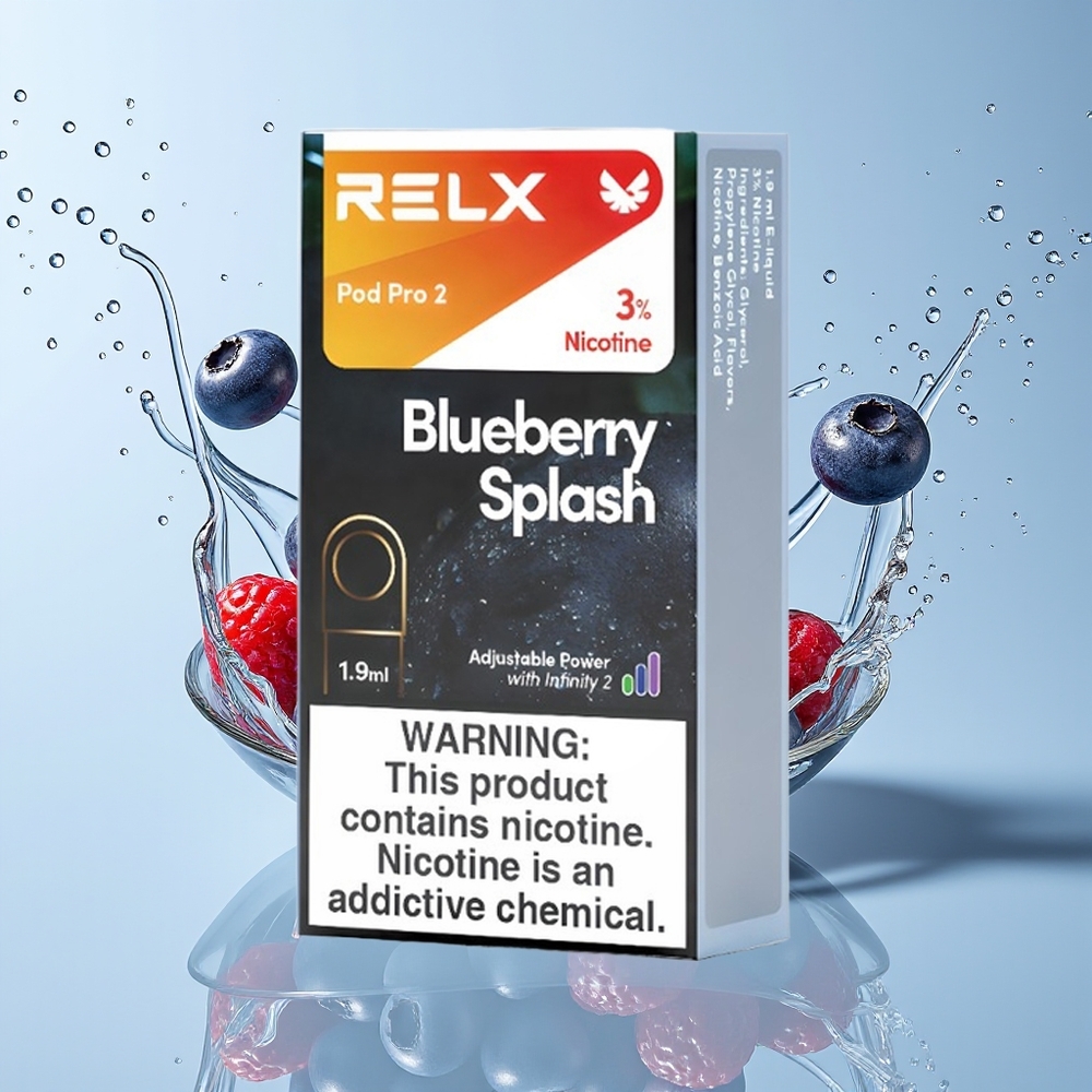 Relx Pod Pro 2 600 Hisap 1.9ml 3 Mod Voltan Bluberry Percikan