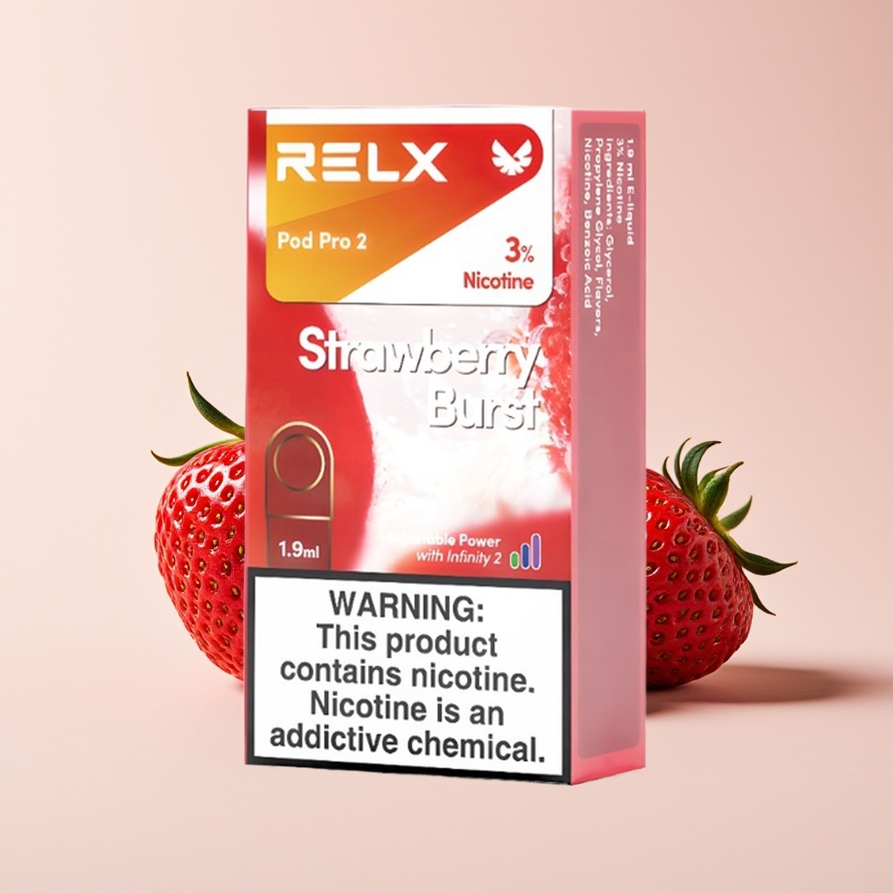 Relx Pod Pro 2 600 Isapan 1.9ml 3 Mod Voltan Strawberry Letupan