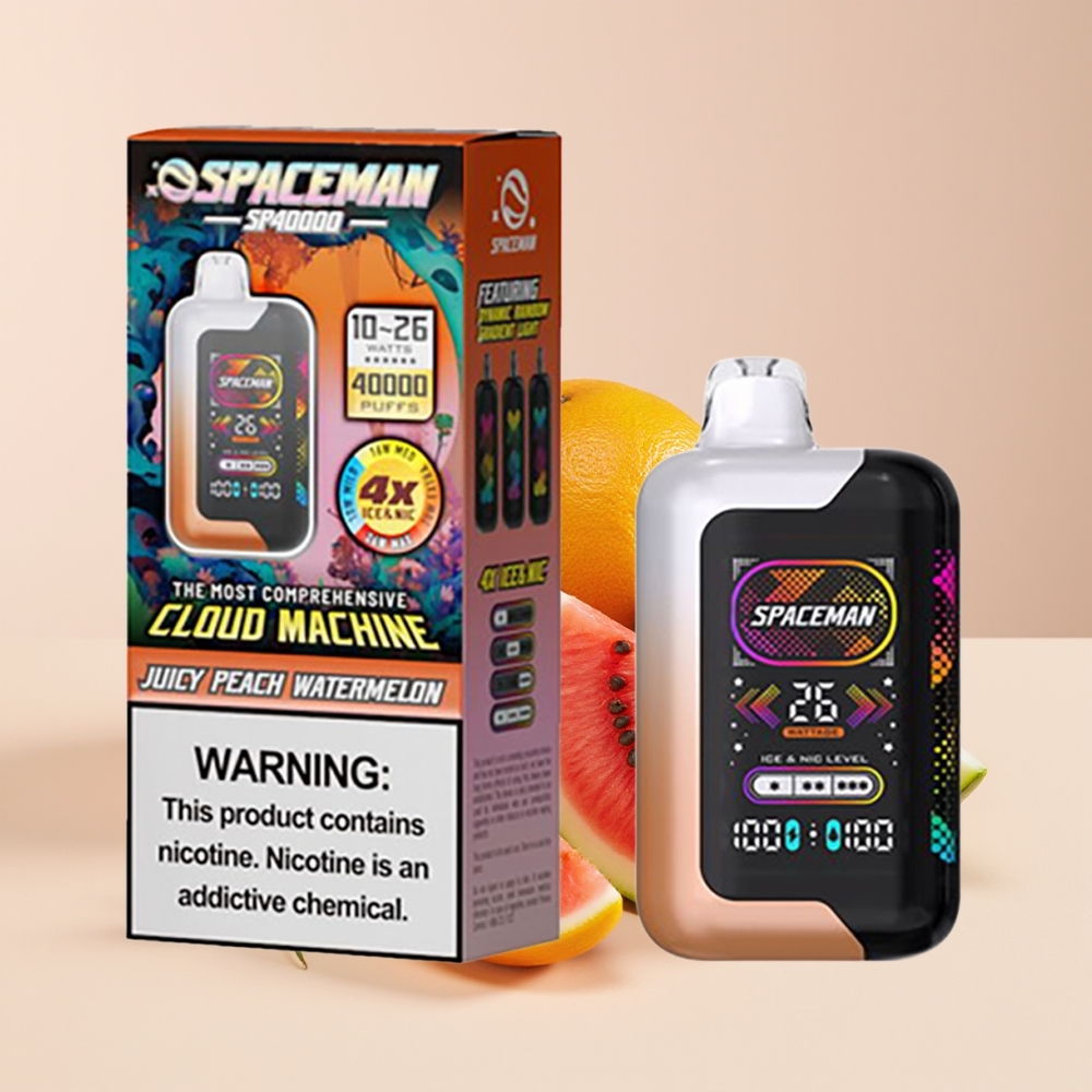 SMOK SPACEMAN SP40000 2 Mulut Vape Buah Peach Tembikai Berair 1000mAh 20ml 50mg