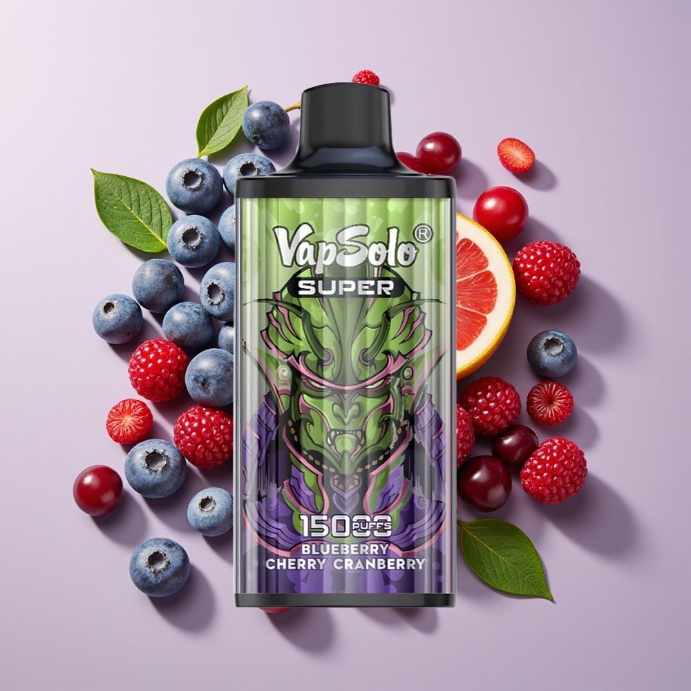 Vapsolo Super 15000 Hisap E-Cairan 40ml Nikotin 20/50 mg/ml Bateri 850mah Biru Ceri Kranberi
