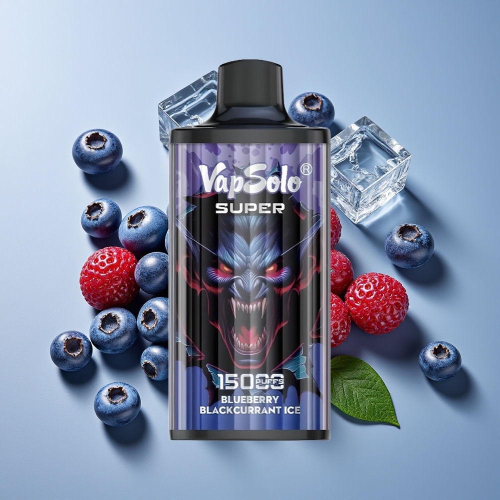 Vapsolo Super 15000 Hisap Vape Bilberi Kismis Hitam Ais 40ml 850mah