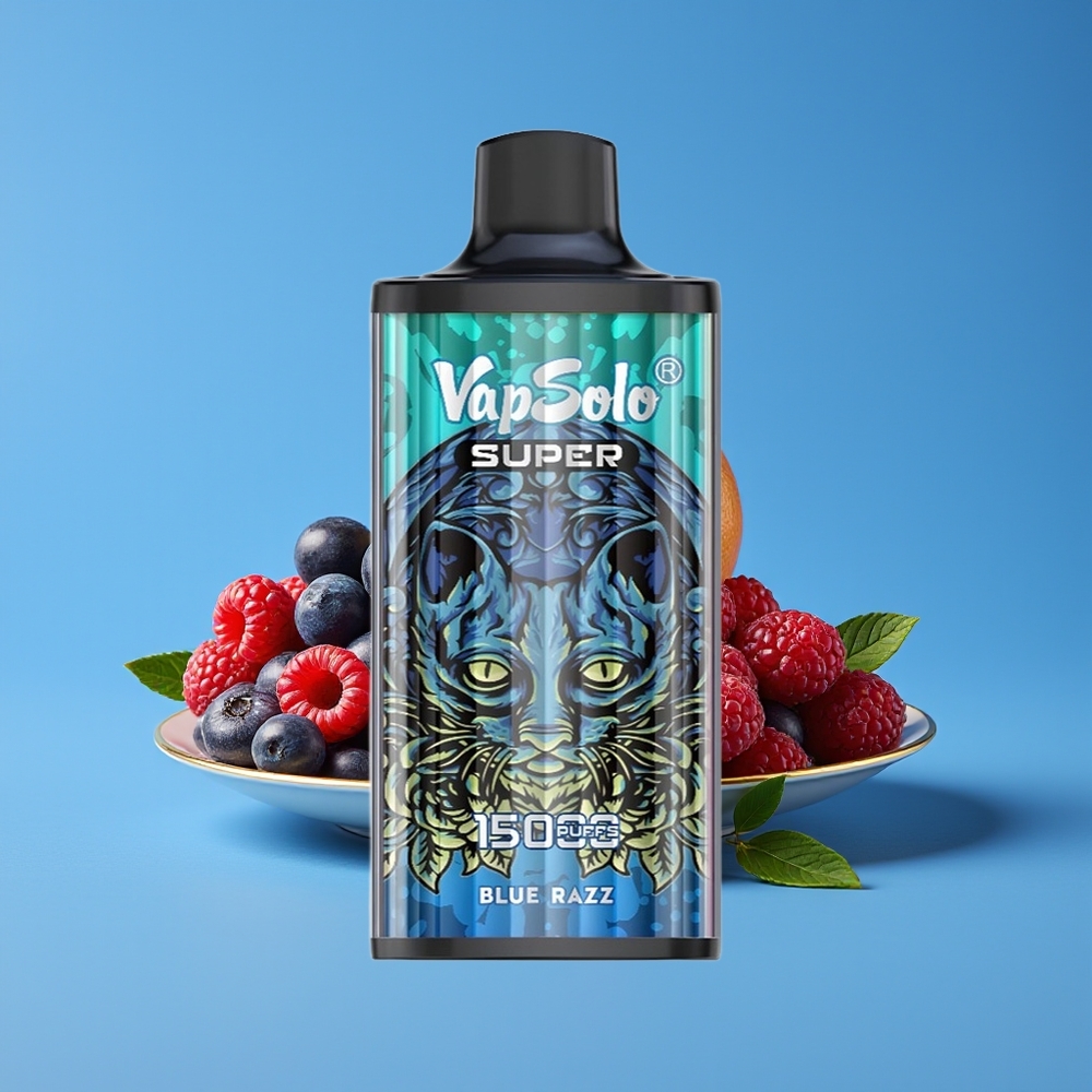 Vapsolo Super 15000 Hisap Vape Biru Razz 40ml 850mah Jenis-C