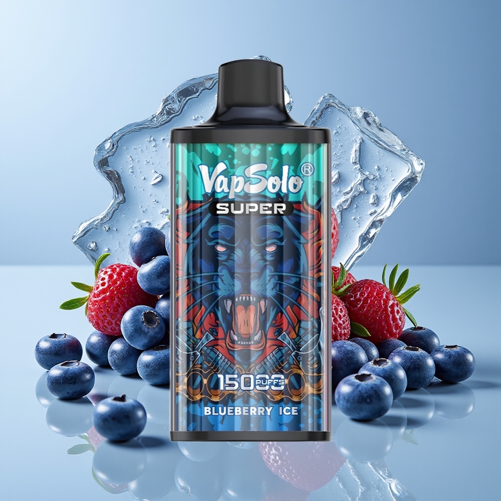 Vapsolo Super 15000 Hisap Vape Disposable Ais Bluberi 40ml 850mah Mesh Coil Type-C