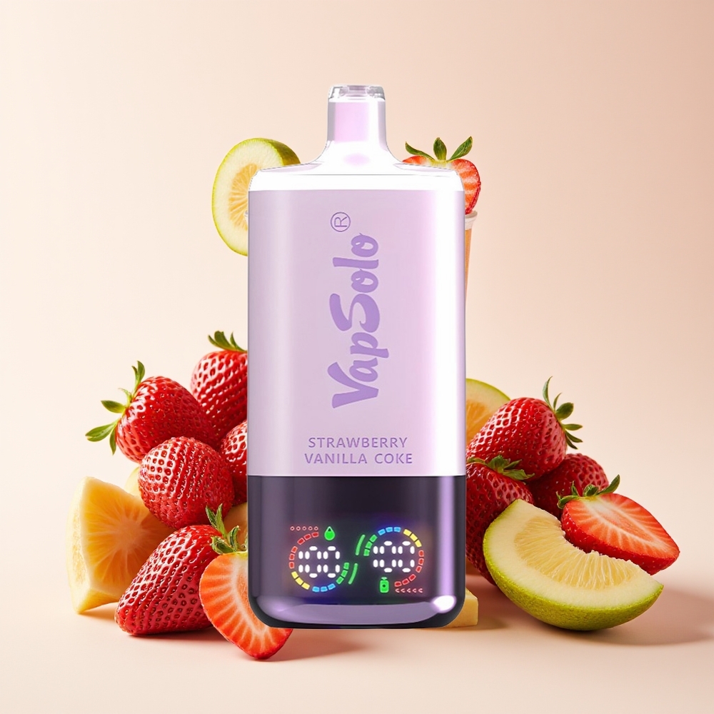 VapSolo Triple 30000 Puff 3 Tangki E-Cair 40ml Type-C Strawberi Vanila Koka