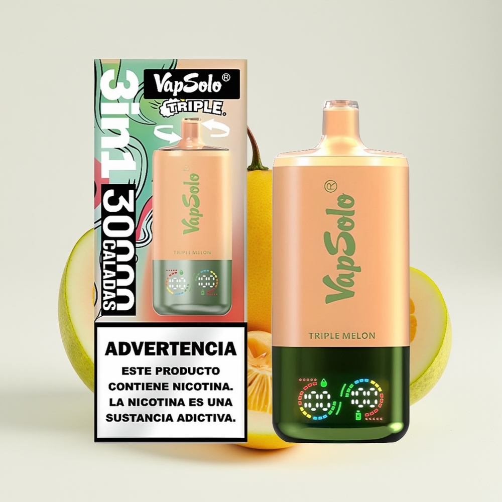 VapSolo Triple 30000 Puff Tiga Tembikai Pelupusan Vape Jenis-C 40ml