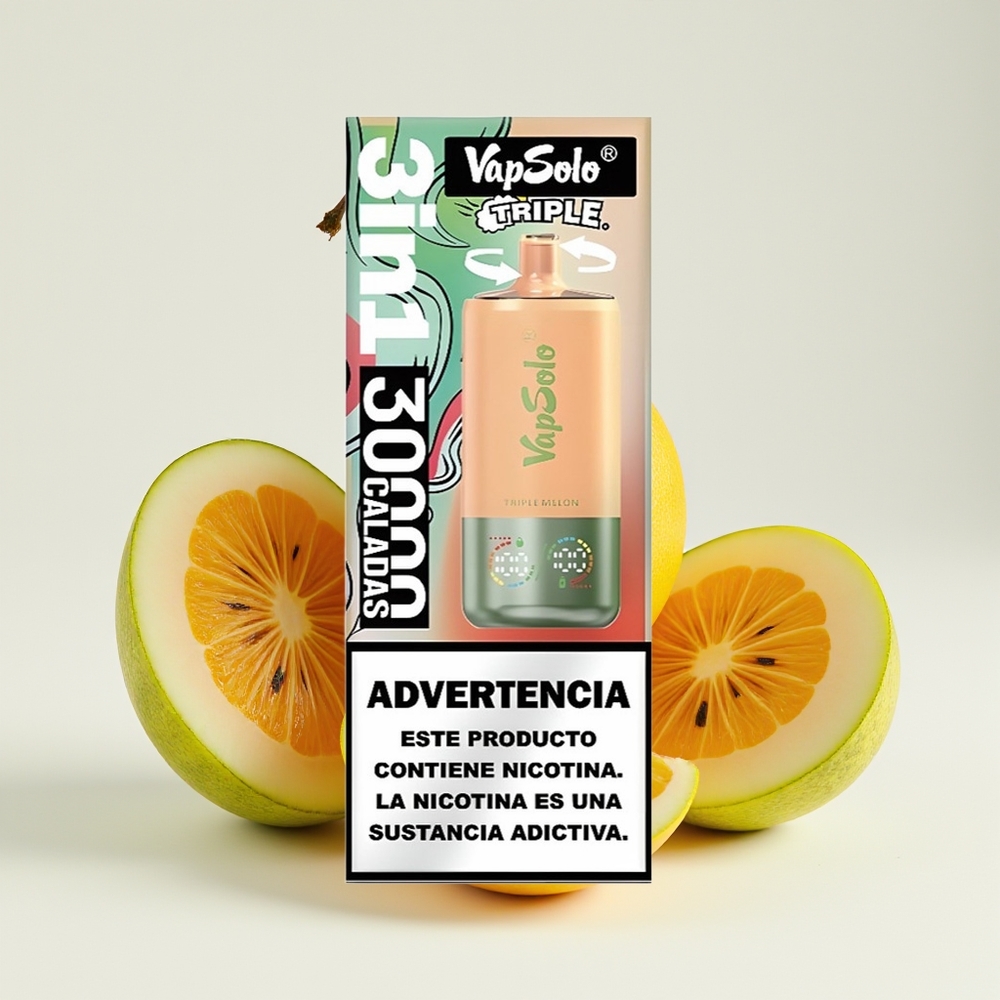 VapSolo Triple 30000 Puff Tiga Tembikai Pelupusan Vape Jenis-C 40ml