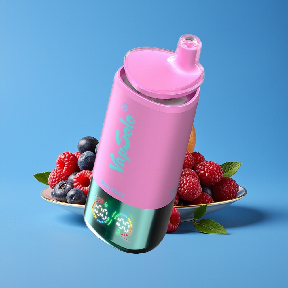 Vapsolo Triple 30000 Puff 40ml 3 Tangki Jenis-C Razz Biru Disposable Vape