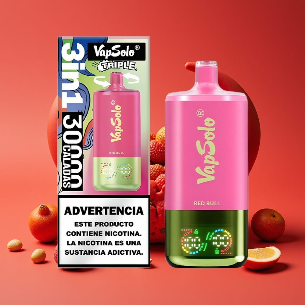 Vapsolo Triple 30000 Puff 40ml 3 Tangki Jenis-C Red Bull