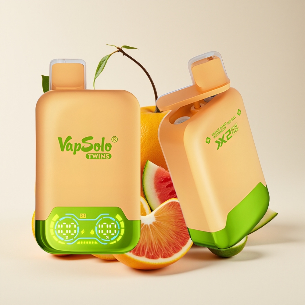 Vapsolo Twins 20000 Puff 40ml 2 Tangki Jenis-C Oren Mangga Tembikai & Red Bull