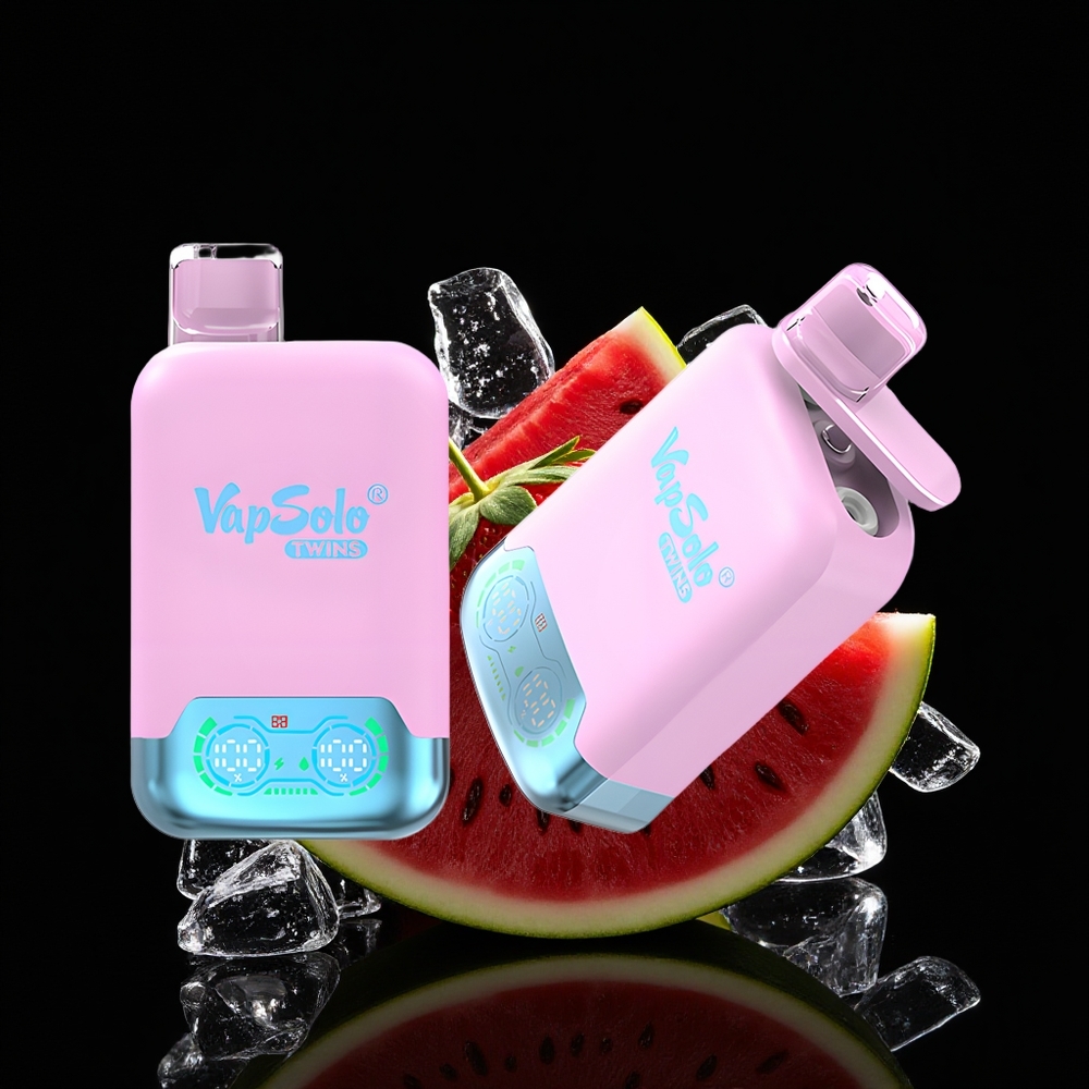 Vapsolo Twins 20000 Puff 40ml Hitam Ais Buah Naga Strawberi & Raspberry Tembikai