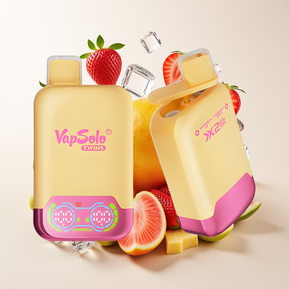 Vapsolo Twins 20000 Puff Tembikai Ais & Mangga Strawberry 40ml 20mg/ml 50mg/ml Type-C