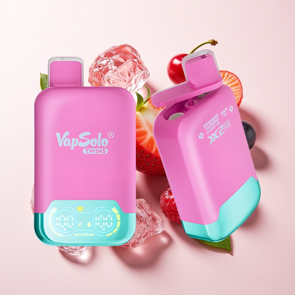 Vapsolo Twins 20K Puff 40ml 2 Tangki Strawberi Raspberi Ceri Ais & Anggur Ais
