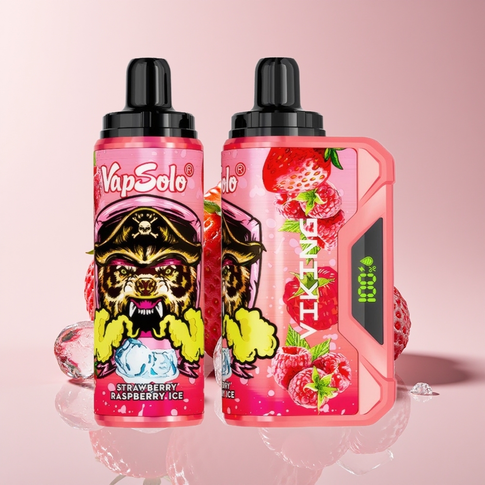 VapSolo VIKING 12000 Puff Strawberi Rasberi Ais 22ml 20mg/50mg Type-C LED