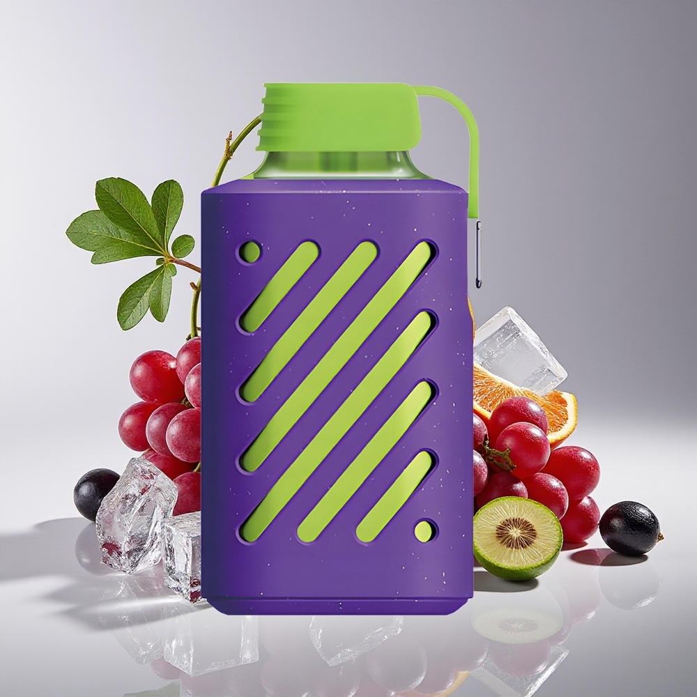 VOZOL GEAR 10000 Hisap Grape Ais dengan Buckle Multi-Fungsi, Perlindungan Mouth Piece, Kapasiti Cecair 20ml, dan VAMT Mesh Coil