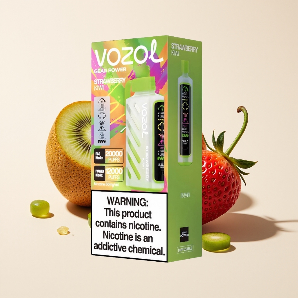 VOZOL Gear Power 20000 Hisapan Teknologi S.i.L.C. Layar Penuh Dual Mesh Coil Stroberi Kiwi