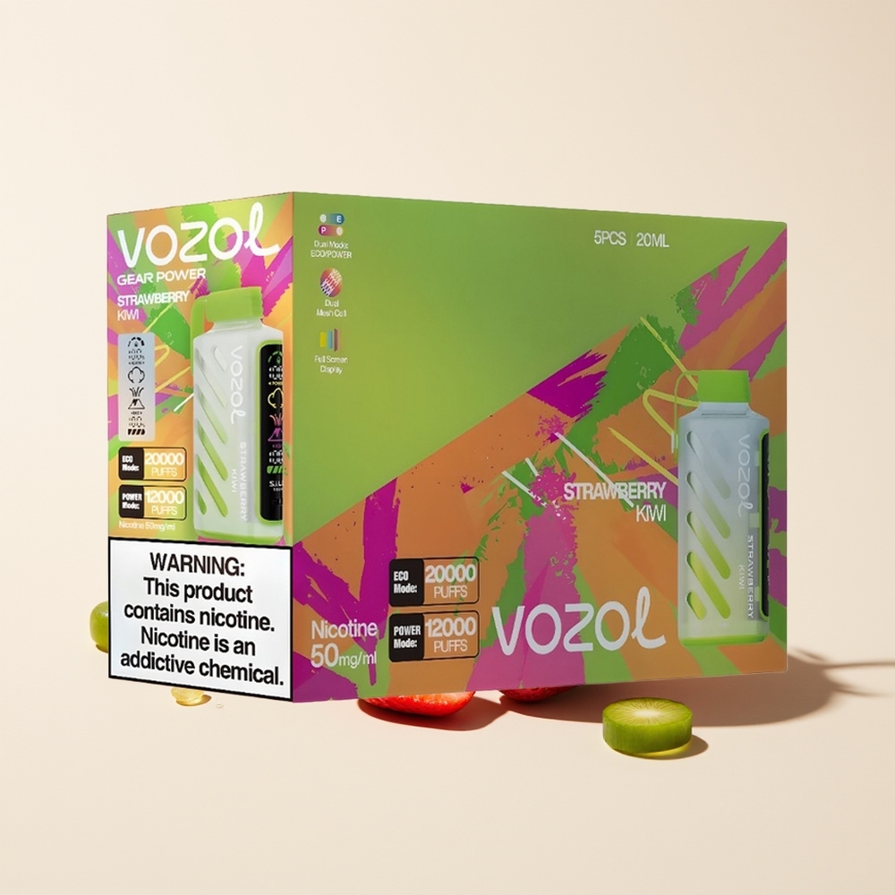 VOZOL Gear Power 20000 Hisapan Teknologi S.i.L.C. Layar Penuh Dual Mesh Coil Stroberi Kiwi