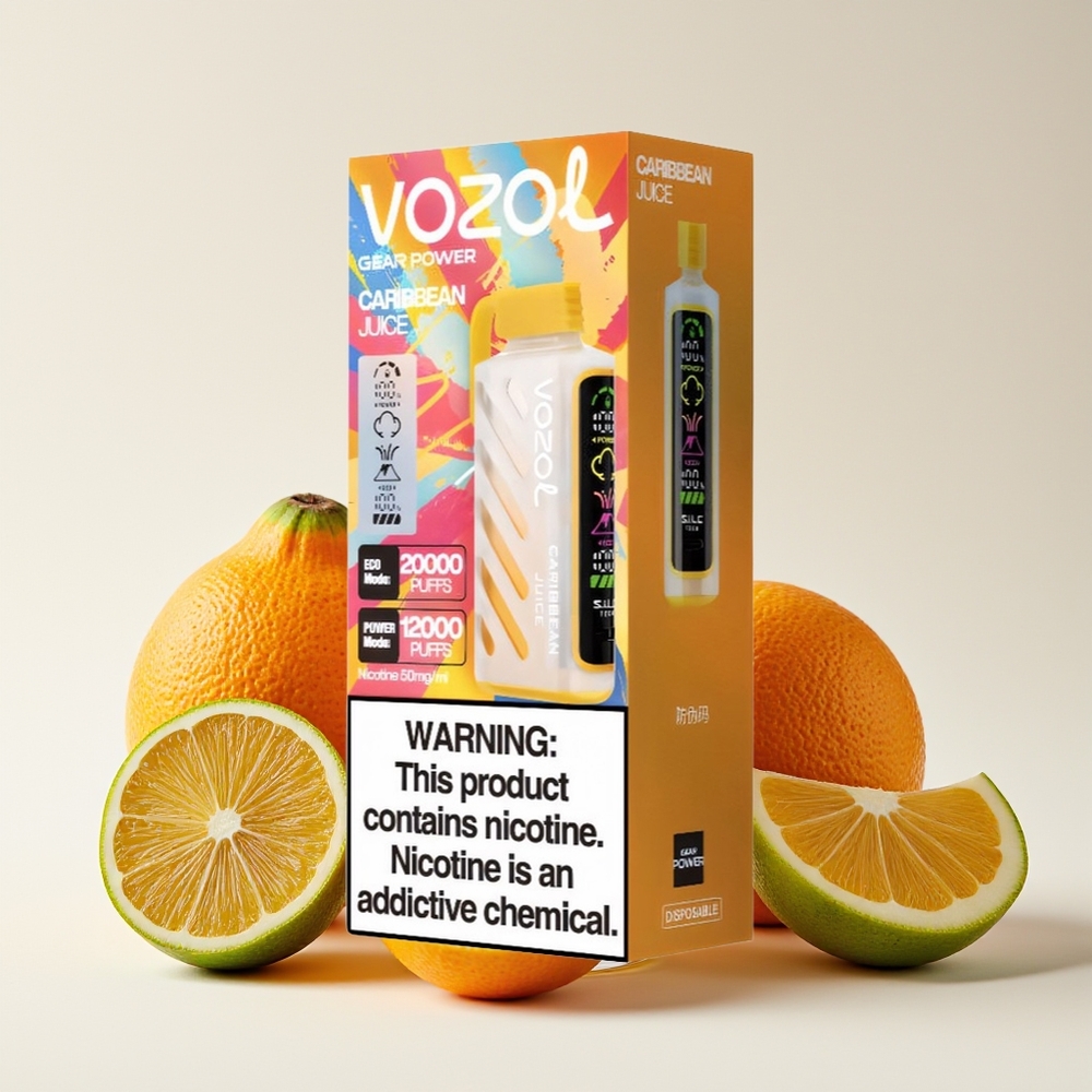 VOZOL Gear Power 20000 Puff Perisa Jus Karibia Skrin Penuh Dual Mesh Coil 20mL 5% Nikotin