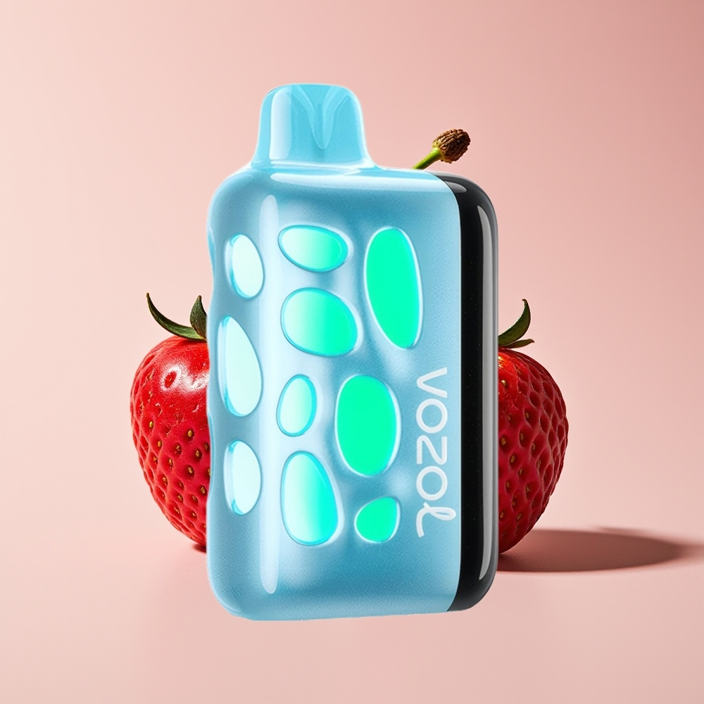 VOZOL RAVE 40000 Puff Reka Bentuk Berkilauan 270 Darjah Mod Parti Selaras Rentak Animasi Gerhana 1000mAh Ceri Strawberi