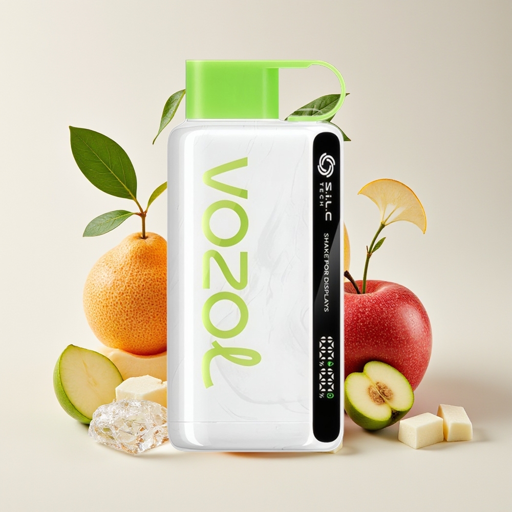 VOZOL STAR 9000/12000 Vape Pakai Buang Epal Masam Ais dengan Teknologi S.i.L.C, Perlindungan Mulut, Bateri 650mAh