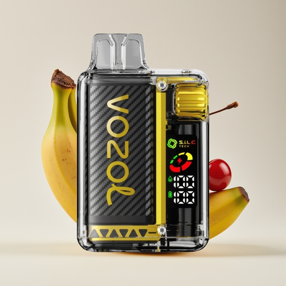 VOZOL Vista 20000 Hisap Vape Buah Naga Pisang Ceri dengan Bateri 650mAh Skrin OLED dan Teknologi S.i.L.C Dual Mesh Coil