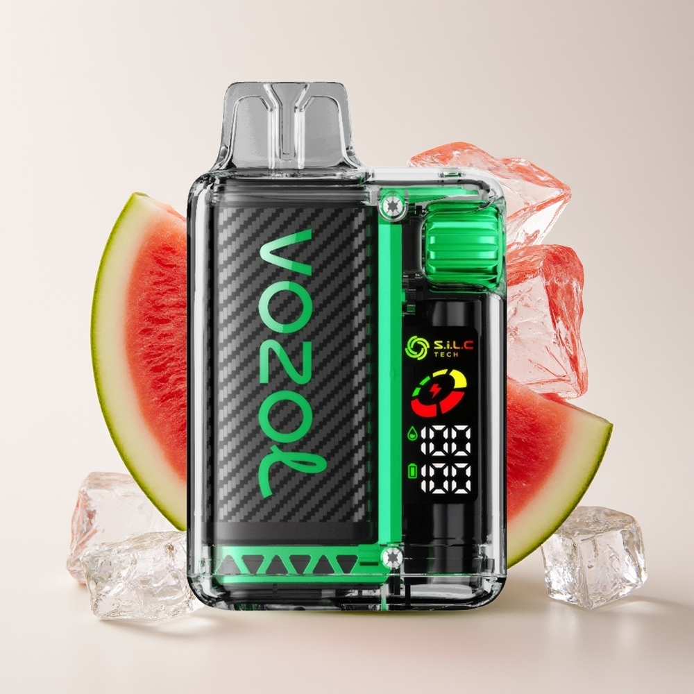 VOZOL Vista 20000 Hisap Vape Tembikai Ais dengan Bateri 650mAh, OLED, S.i.L.C Tech Dual Mesh Coil, MCU Chip, 65% PCR, TPD, MTL, Kit Boleh Dicas Semula, Pelarasan Watt 6-Tahap