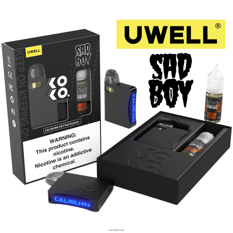 UWELL Disposable Pod - UWELL CALIBURN AK3 kit + pod a3s 0.8ohm (x2) + wap ayah 10ml garam 50mg crl: hitam/flv: biskut labu 50mg 4FHXX239