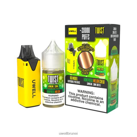 Harga UWELL - UWELL V6 alat pakai buang + jus daddy's vapor 30ml - collab bundle clr: kuning/flv: honeydew melon chew 50mg 4FHXX217